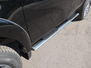 Пороги овальные с накладкой 120х60 мм Mitsubishi L200 с 2015-
