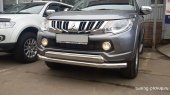 Защита передняя нижняя (двойная) 76,1/75 мм. Mitsubishi L200 с 2015-