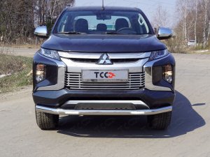 Защита переднего бампера (нижняя с ДХО) 76,1мм Mitsubishi L200 с 2015-