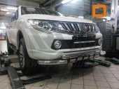 Защита переднего бампера двойная d76/60 Mitsubishi L200 с 2015-