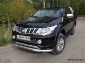 Защита передняя нижняя (с дневными ходовыми огнями) 76,1 мм. Mitsubishi L200 с 2015-